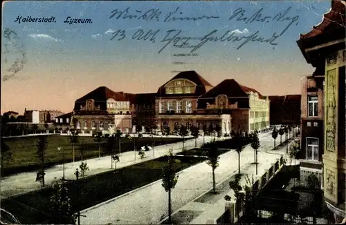 Ak Halberstadt in Sachsen Anhalt, Lyzeum, Straßenansicht