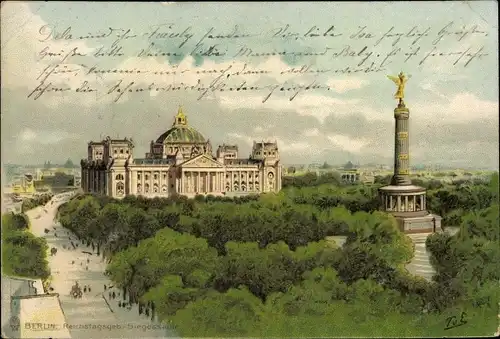 Litho Berlin Mitte, Reichstagsgebäude, Siegessäule