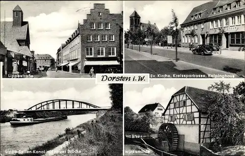 Ak Dorsten in Westfalen, Lippestraße, Evangelische Kirche, Kreissparkasse, Kolpingshaus, Winksmühle