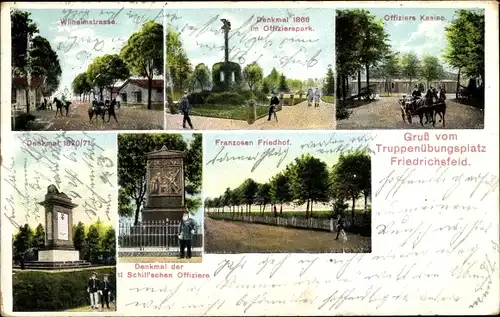 Ak Friedrichsfeld Voerde, Wilhelmstraße, Offizierkasino, Denkmäler, Franzosen Friedhof