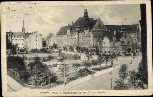 Ak Essen im Ruhrgebiet Nordrhein Westfalen, Höhere Mädchenschule, Bismarckplatz