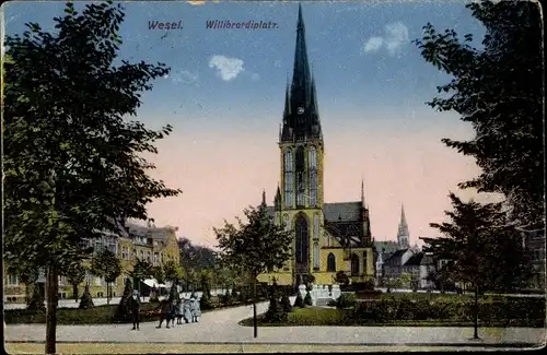 Ak Wesel am Niederrhein, Willibrordiplatz, Kirche