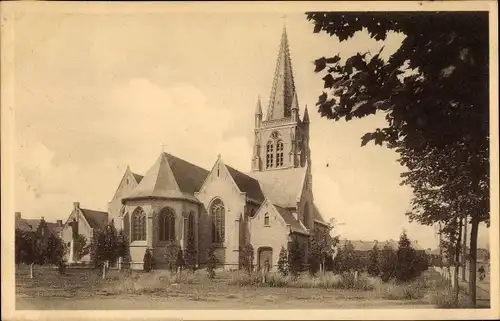 Ak Langemarck Langemark Poelkapelle Westflandern, Achterzijde der Kerk