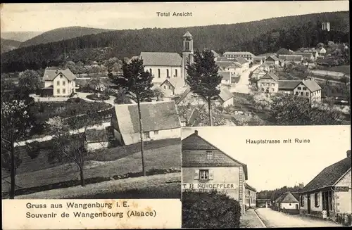 Ak Wangenbourg Wangenburg Elsass Bas Rhin, Hauptstraße, Ruine, Totalansicht