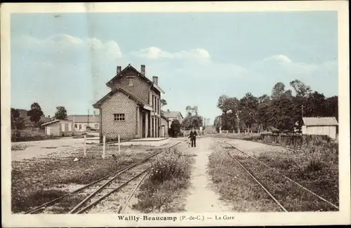 Ak Wailly Beaucamp Pas de Calais, Bahnhof, Gleisseite