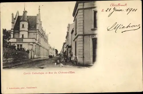 Ak Chatellereault Vienne, Cercle Catholique, Rue du Chateau d'Eau