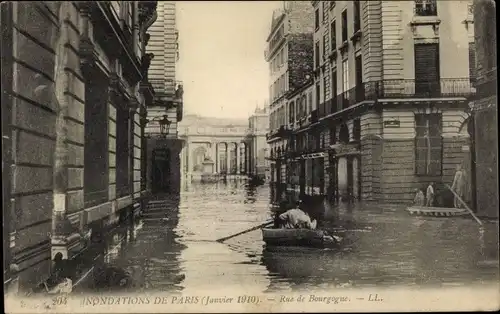Ak Paris VII., Inondations de Paris, Janvier 1910, Rue de Bourgogne