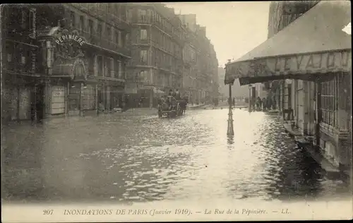 Ak Paris VIII., Inondations de Paris, Janvier 1910, La Rue de la Pépinière