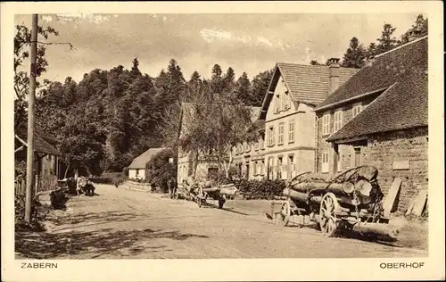 Ak Saverne Zabern Elsass Bas Rhin, Oberhof, Holzfuhrwerk