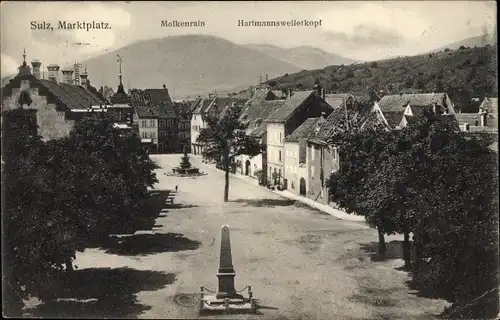 Ak Soultz Sulz Elsass Haut Rhin, Marktplatz, Molkenrain, Hartmannsweilerkopf