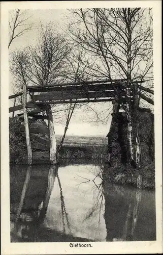 Ak Giethoorn Overijssel Niederlande, Landschaft, Gewässer, Brücke