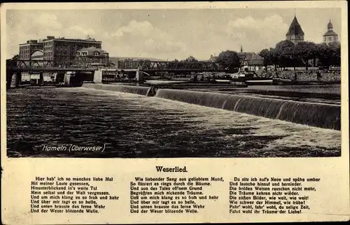 Lied Ak Hameln an der Weser Niedersachsen, Weserlied, Weser, Brücke