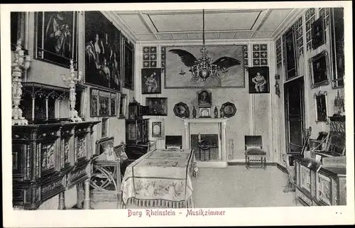 Ak Trechtingshausen am Rhein, Burg Rheinstein, Musikzimmer
