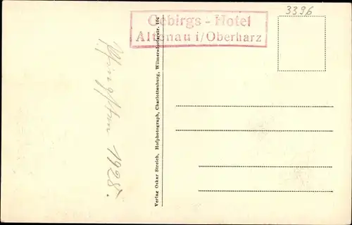 Ak Altenau Clausthal Zellerfeld im Oberharz, Kleine Oker, Gebirgshotel, Wald