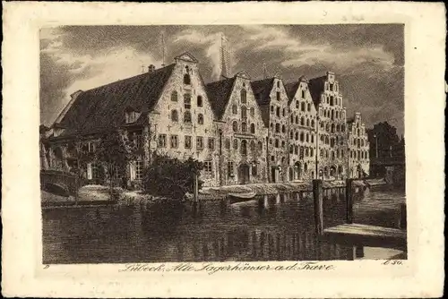 Ak Hansestadt Lübeck, Alte Lagerhäuser an der Trave