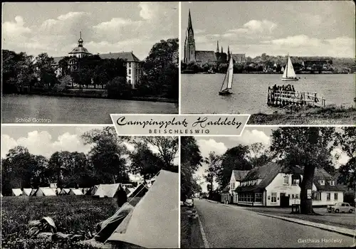Ak Haddeby Busdorf Schleswig Holstein, Gasthaus Haddeby, Campingplatz, Schlei, Dom, Schloss Gottorp