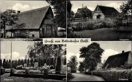 Ak Böhnhusen Rendsburg Schleswig Holstein, Ehrenmal, Ortspartie, Gemischtwaren