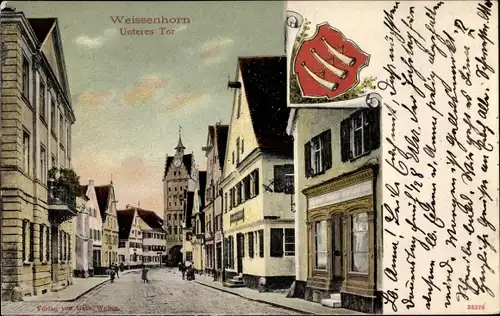 Ak Weißenhorn in Schwaben, Unteres Tor, Wappen, Handlung
