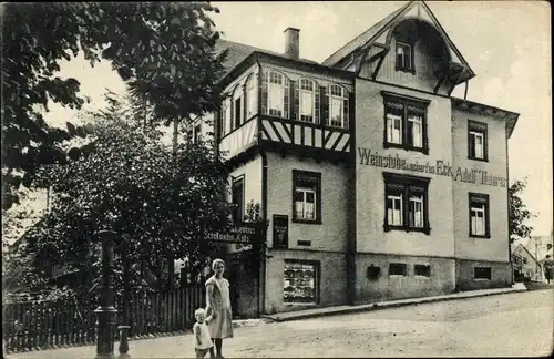 Ak Schömberg im Schwarzwald Württemberg, Kaffee und Weinstube zum scharfen Eck