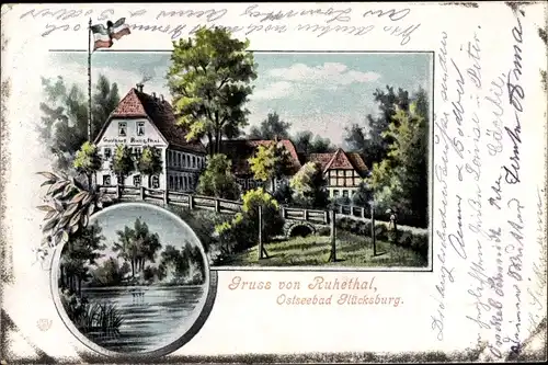 Litho Glücksburg an der Ostsee, Gasthaus Ruthetal