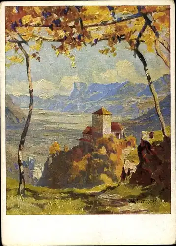 Künstler Ak Maurus, H., Meran Merano Südtirol, Schloss Tirol