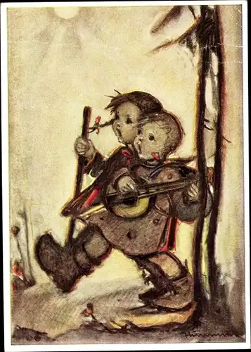 Künstler Ak Hummel, Berta, Nr. 14248, Juli, wandernde Kinder