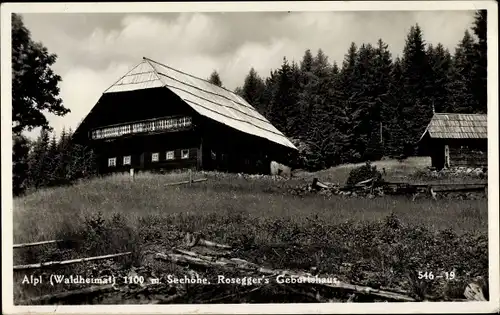 Ak Krieglach Steiermark, Alpl, Waldheimat, Rosegger's Geburtshaus