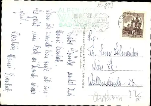 Ak Bad Aussee Steiermark, Hotel Wasnerin mit Dachstein