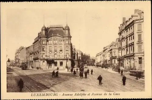 Ak Luxemburg Luxembourg, Avenue Adolphe, Avenue de la Gare