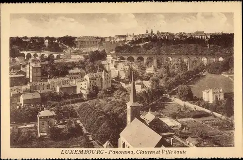 Ak Luxemburg Luxembourg, Panorama, Clausen et Ville haute