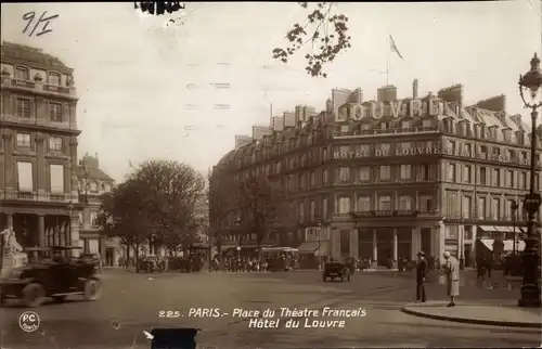 Ak Paris I., Place du Theatre Francais, Hotel du Louvre