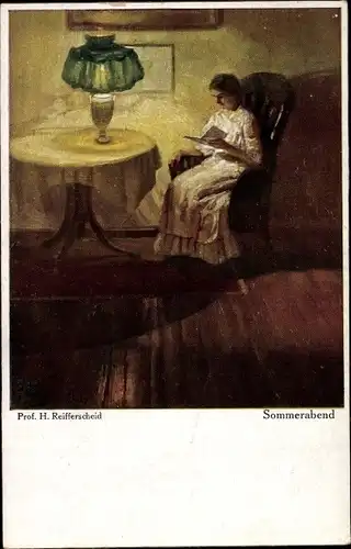 Künstler Ak Reifferscheid, H., Sommerabend, lesende Frau, Primus 3114