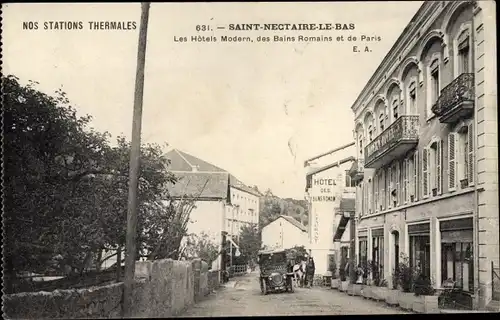 Ak Saint Nectaire le Bas Puy de Dôme, Les Hotels Modern, des Bains Romains et de Paris