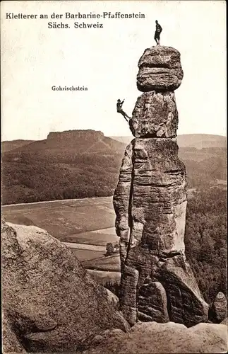 Ak Pfaffendorf Königstein an der Elbe Sächsische Schweiz, Barbarine, Kletterer