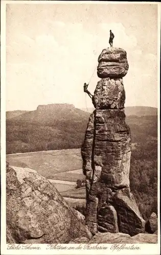 Ak Pfaffendorf Königstein an der Elbe Sächsische Schweiz, Barbarine, Kletterer, Pfaffenstein
