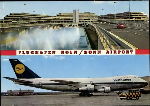Ak Köln am Rhein, Flughafen Köln Bonn, Passagierflugzeug, Lufthansa