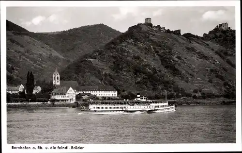 Ak Kamp Bornhofen am Rhein, Die feindlichen Brüder, Burg Sternberg, Sterrenberg, Liebenstein