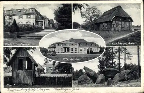 Ak Bergen in der Lüneburger Heide, Schloss Bredebeck, Räucherkate, Ohlhof, Steinhäuser, Offz. Kasino