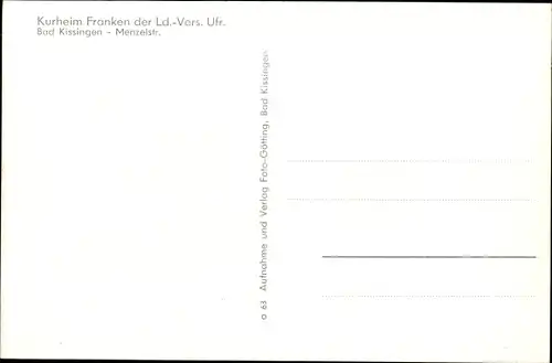 Ak Bad Kissingen Unterfranken Bayern, Kurheim Franken, Menzelstraße