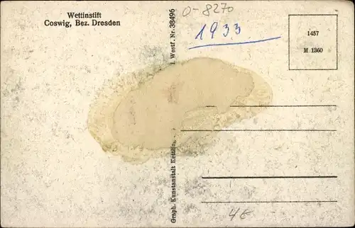 Ak Coswig in Sachsen,, Wettinstift