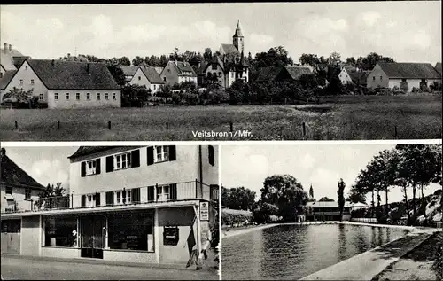 Ak Veitsbronn Mittelfranken, Gesamtansicht, Gemischtwaren und Bäckerei