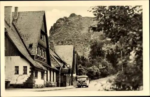 Ak Oberhof im Thüringer Wald, Bahnhof 1953, Autobus