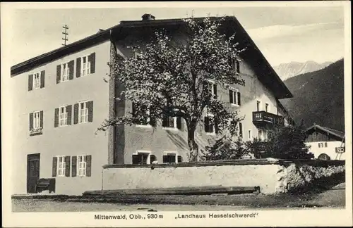 Ak Mittenwald im Kreis Garmisch Partenkirchen, Landhaus Hesselschwerdt