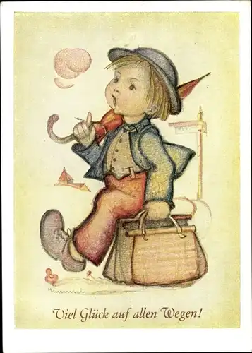 Künstler Ak Hummel, Berta, Wanderbub, Hummelbuch