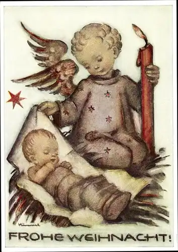 Künstler Ak Hummel, Berta, Nr. 5427, Glückwunsch Weihnachten, Engel, Baby