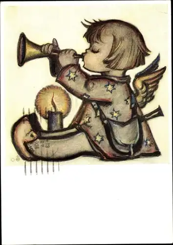 Künstler Ak Hummel, Berta, Nr. 14440, Engel mit Trompete