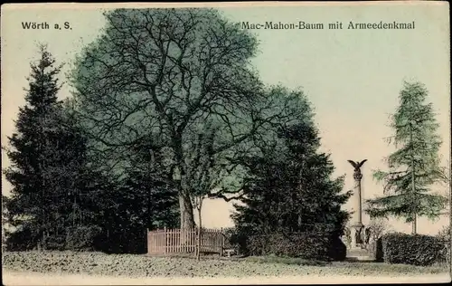 Ak Wœrth sur Sauer Woerth Wörth an der Sauer Elsass Bas Rhin, Mac-Mahon-Baum, Armeedenkmal