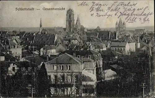 Ak Sélestat Schlettstadt Elsass Bas Rhin, Gesamtansicht