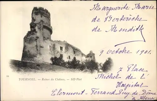 Ak Volvic Puy de Dôme, Ruines du Château de Tournoël