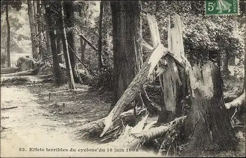 Ak Nogent Hauts de Seine, Effets terribles du cyclone, 16. juin 1908